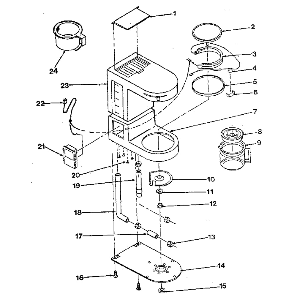 Replacement Parts Diagram and Parts List for 360480550  Kenmore Coffee Maker
