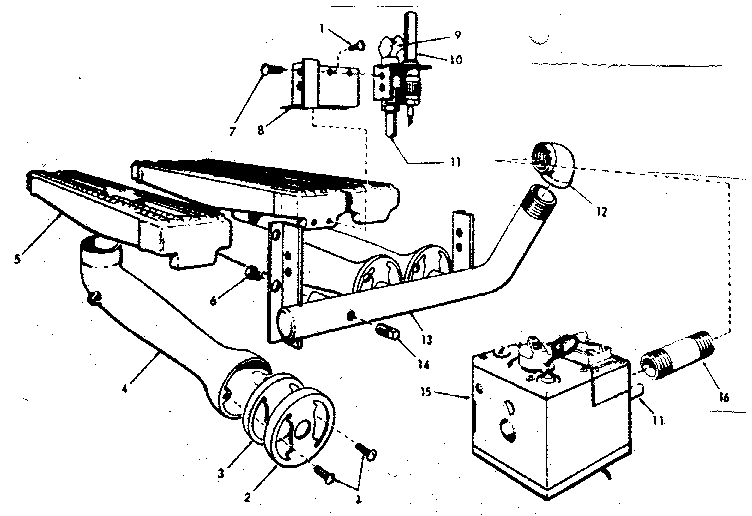 Burner and manifold parts Diagram and Parts List for 22996144  Kenmore Water Heater