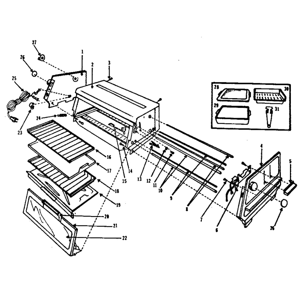 Replacement Parts Diagram and Parts List for 360634100  Kenmore Toaster Oven