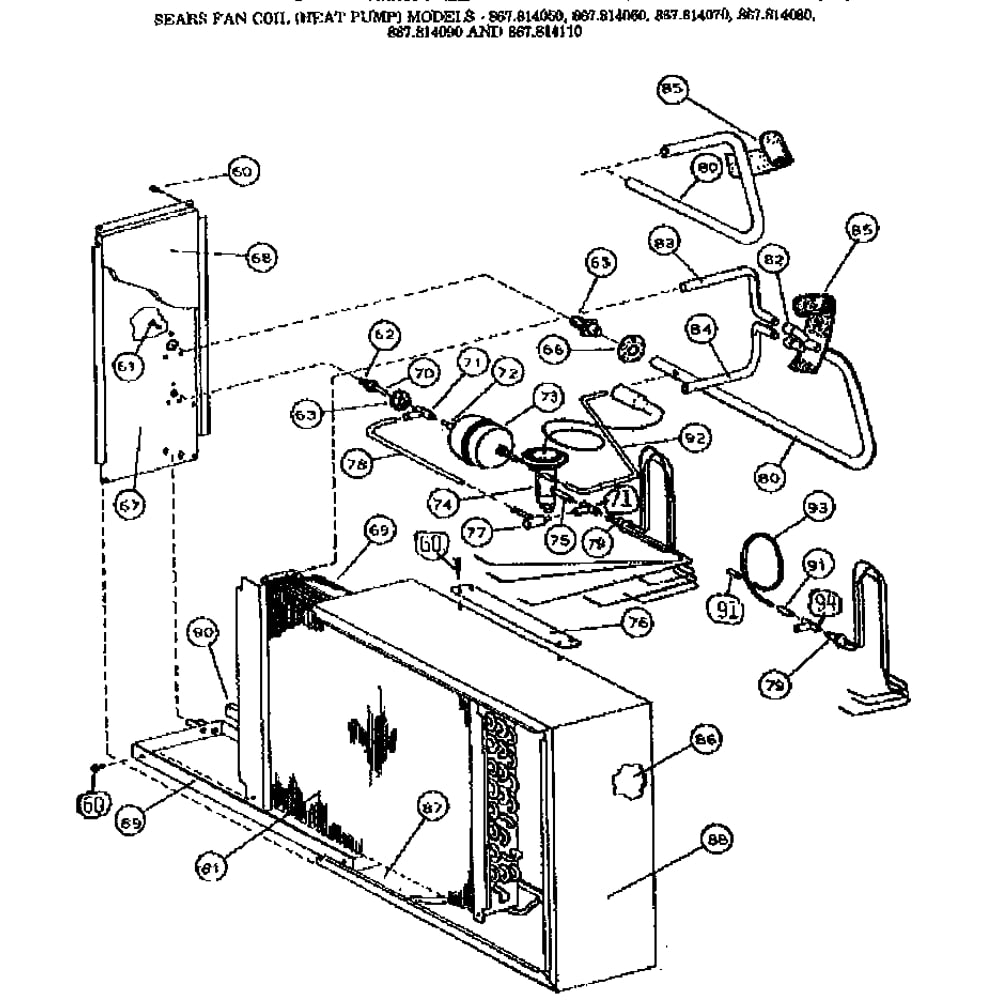 Functional Replacement Parts/814050 Diagram and Parts List for 867814080  Kenmore Air Conditioner