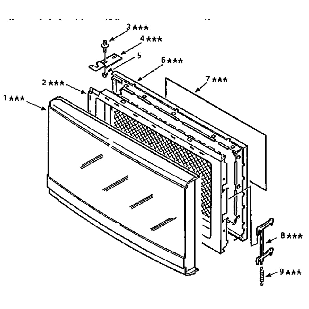 Door Diagram and Parts List for 5658954790  Kenmore Microwave