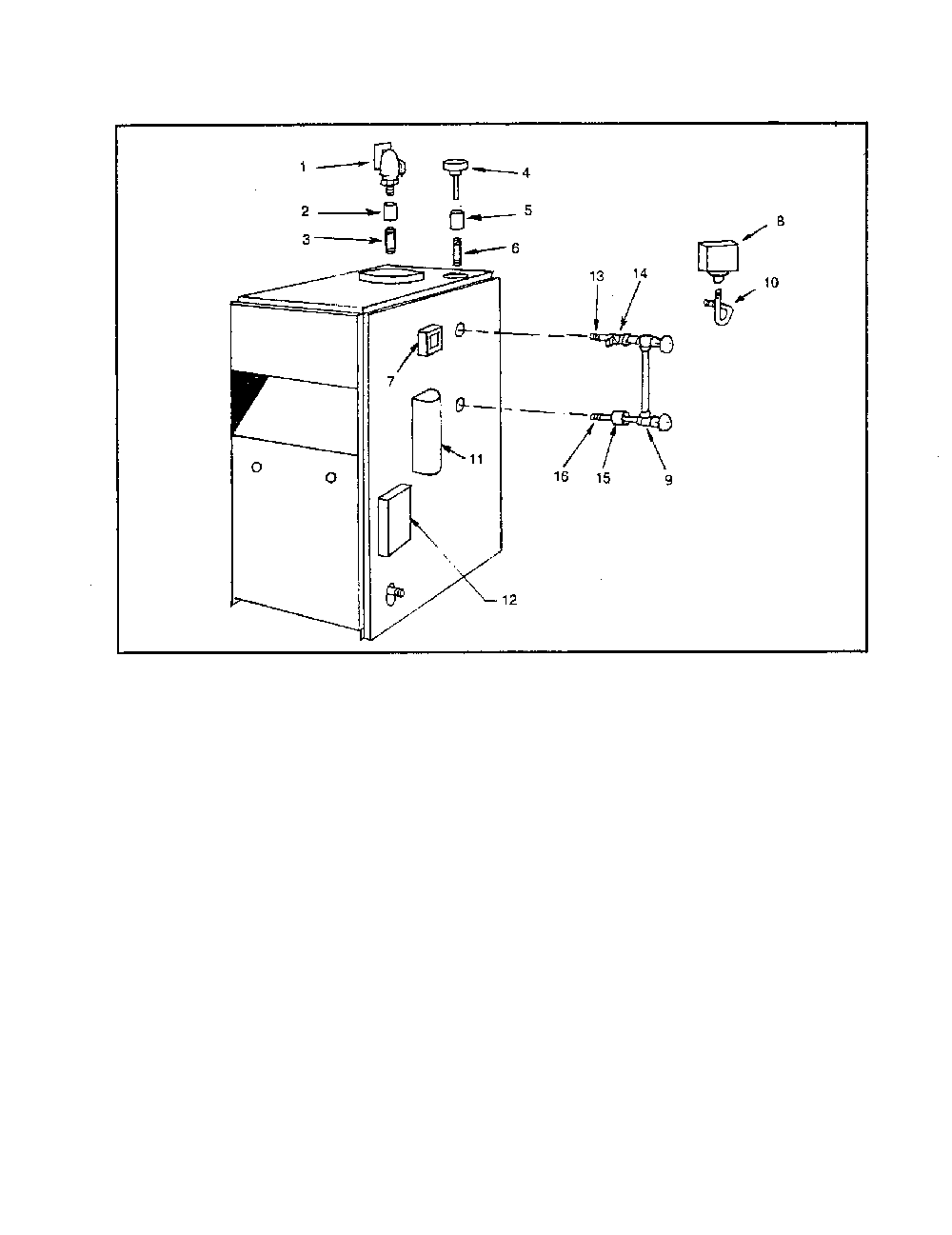 Boiler controls/piping Diagram and Parts List for 229960350  Kenmore Water Heater