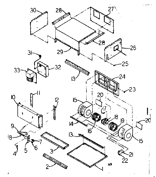 Blower assembly Diagram and Parts List for 76981554  Kenmore Air Conditioner