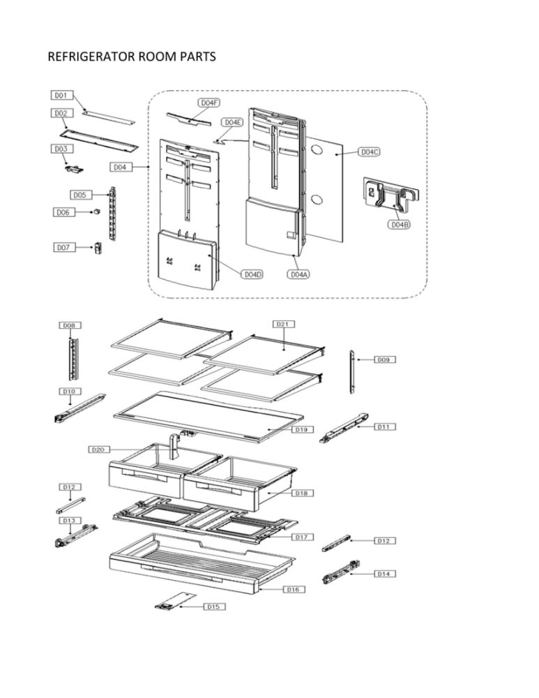 Refrigerator Room Parts Diagram and Parts List for 11173025020  Kenmore Refrigerator