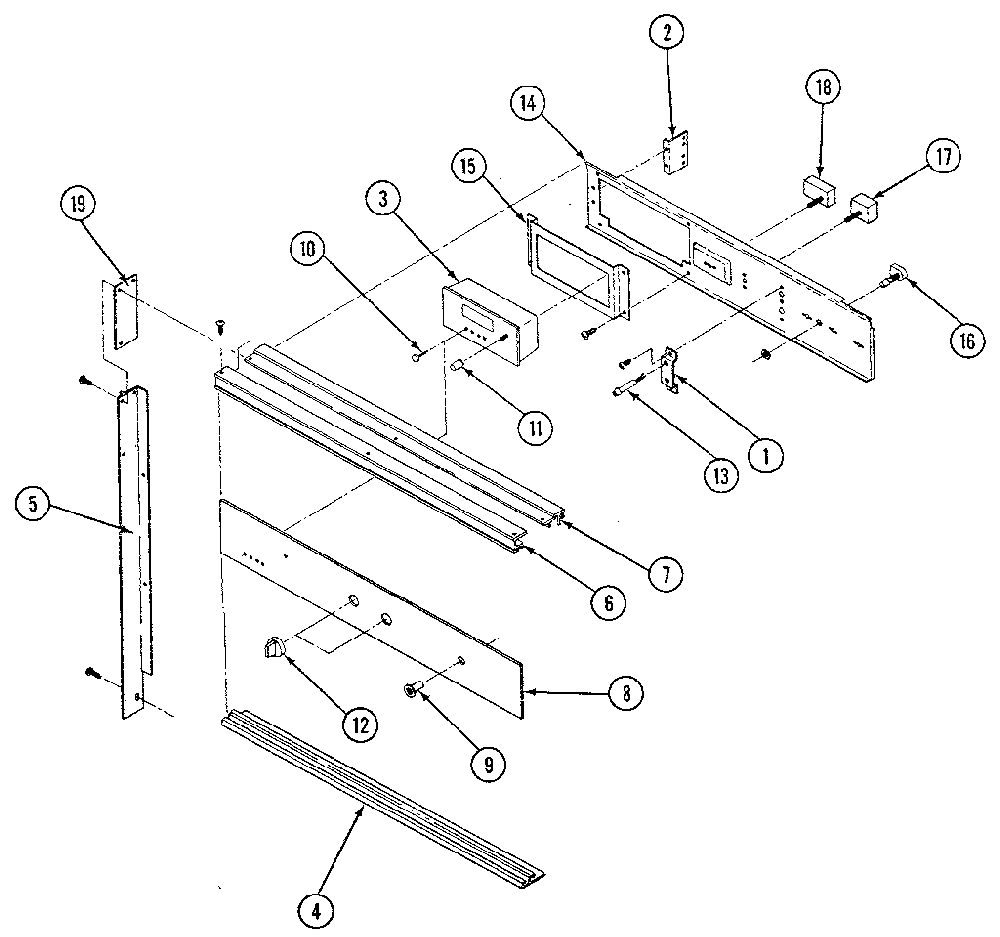 Control panel Diagram and Parts List for 21433 1988 Kenmore Wall Oven