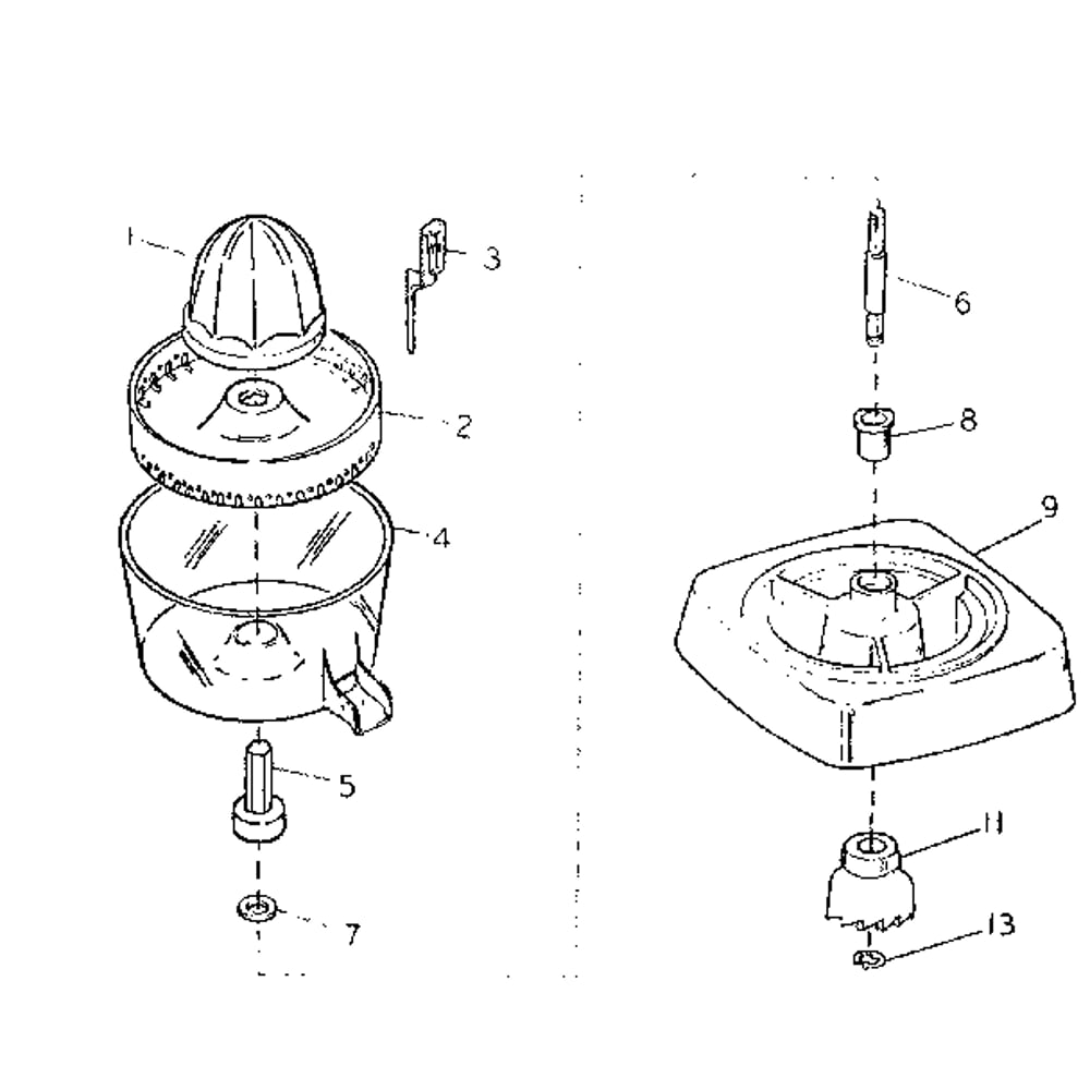 Juicer Attachment Diagram and Parts List for 793829900  Kenmore Miscellaneous