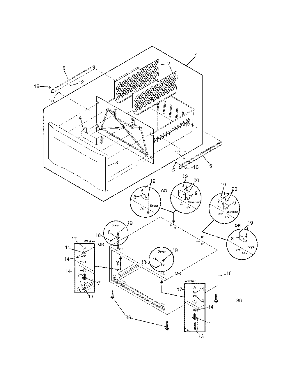 Replacement parts Diagram and Parts List for 46262  Kenmore Laundry Accessories