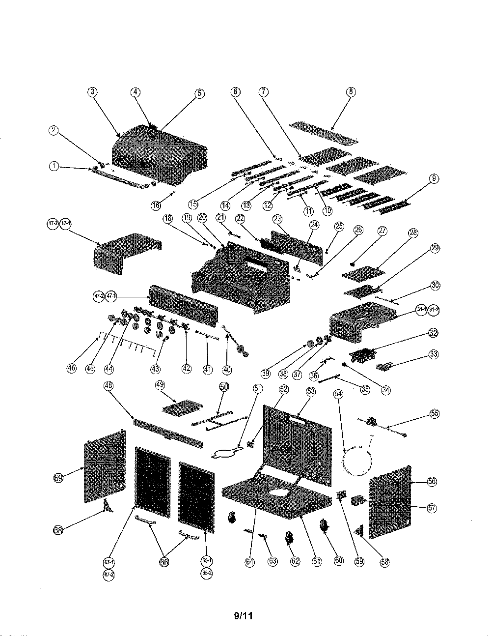 Gas grill Diagram and Parts List for S3218ANB  Kenmore Grill