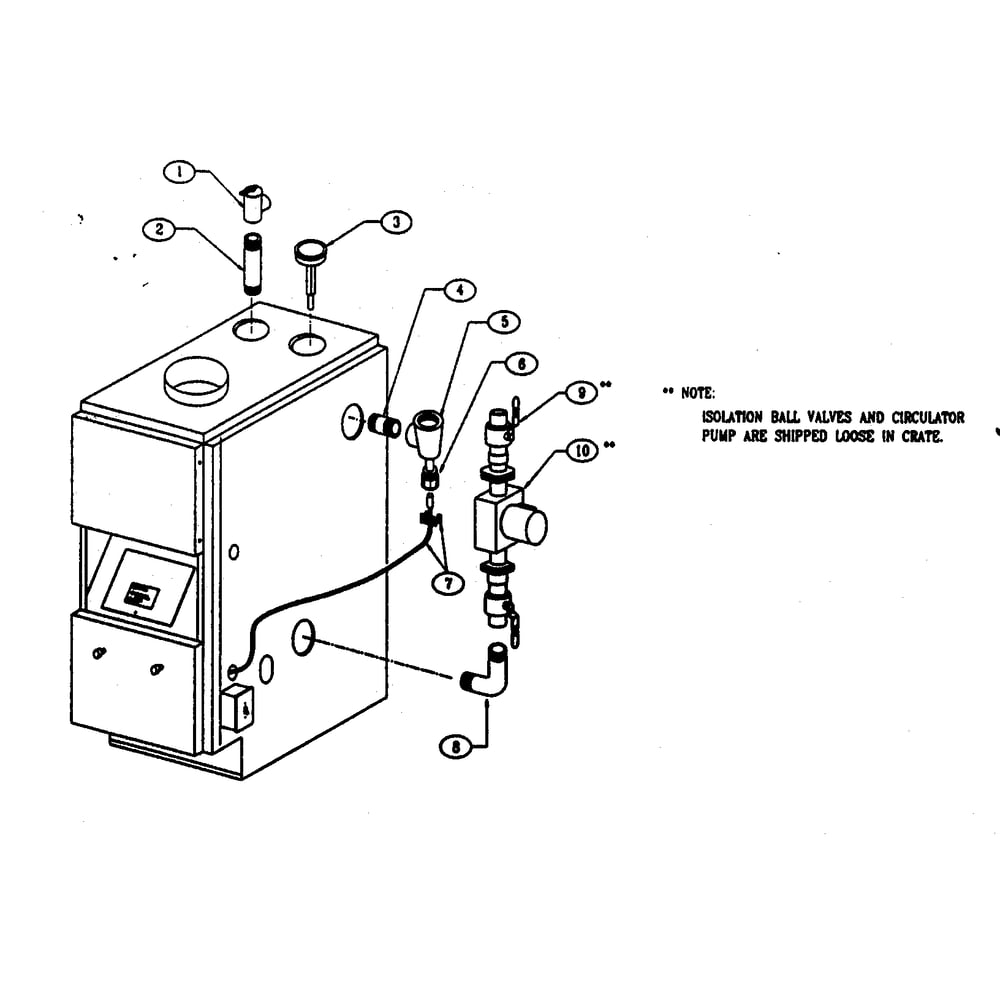 Boiler Controls/Piping Diagram and Parts List for KWX-9V  Kenmore Water Heater
