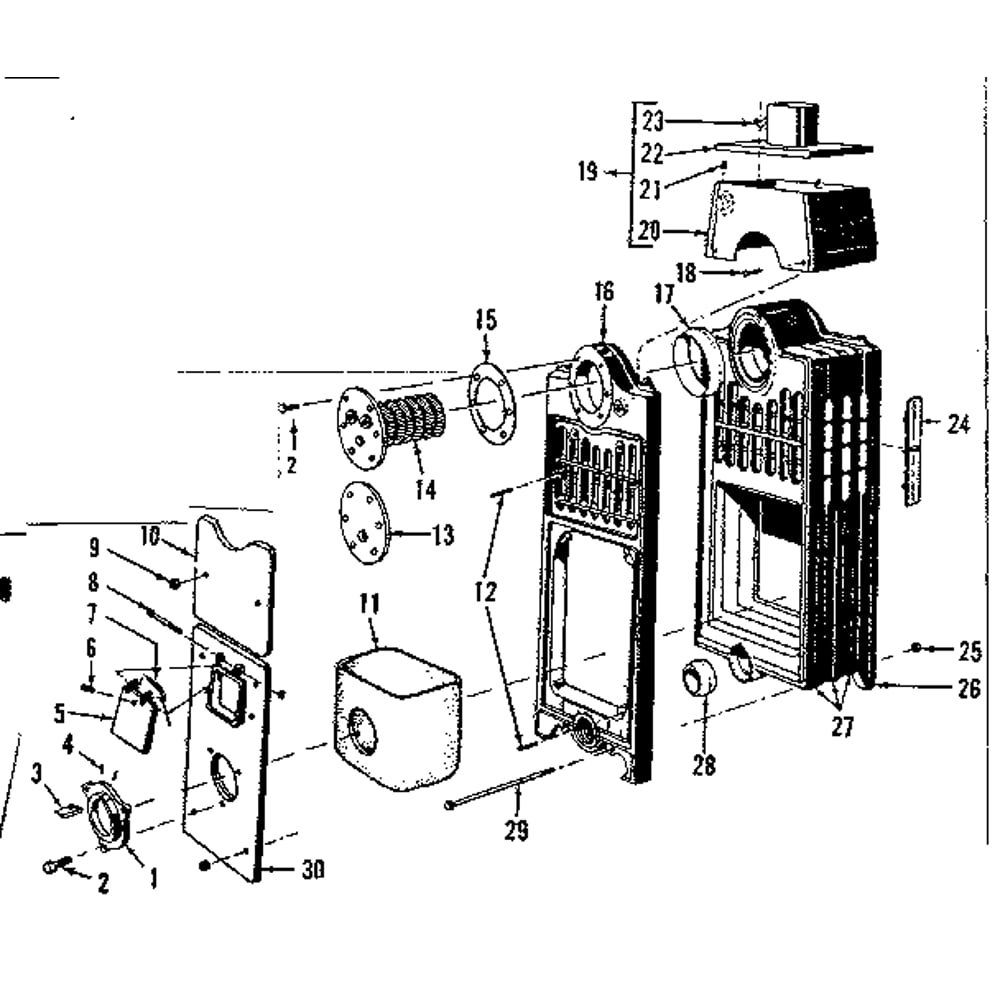 Combustion Chamber And Flue Collector Diagram and Parts List for 22994126  Kenmore Water Heater