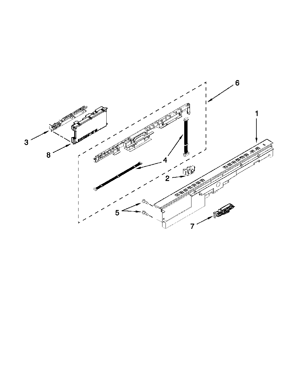 Control panel and latch parts Diagram and Parts List for 66213273K112  Kenmore Dishwasher