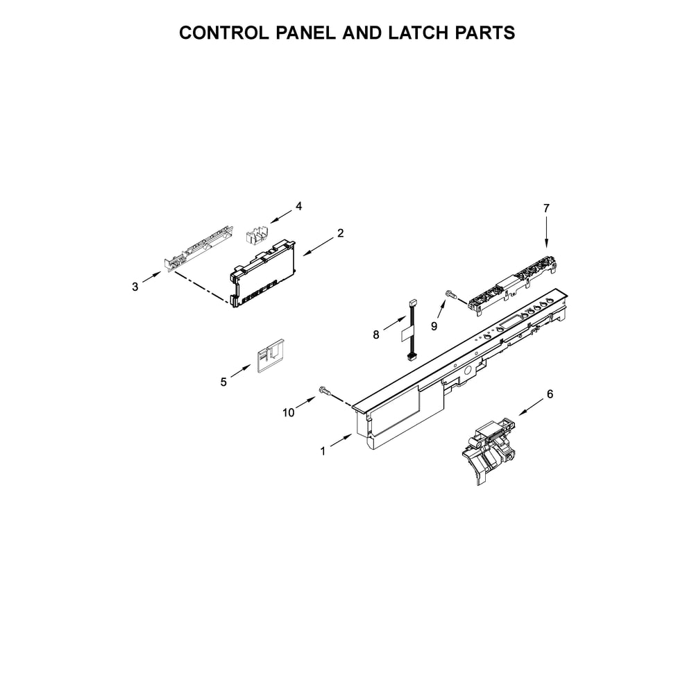 Control Panel And Latch Parts Diagram and Parts List for 2214573N612  Kenmore Dishwasher