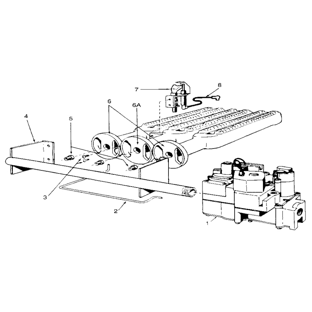 Gas Burners And Manifold Diagram and Parts List for 229960130  Kenmore Water Heater