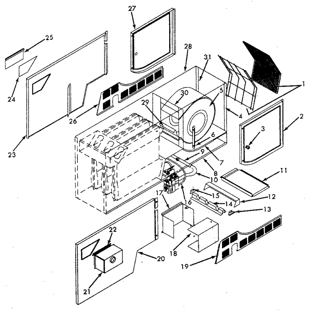 Non-Functional Replacement Parts Diagram and Parts List for 867763932  Kenmore Furnace