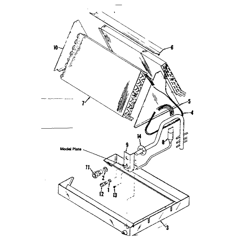 Evaporator Diagram and Parts List for 769814411  Kenmore Air Conditioner
