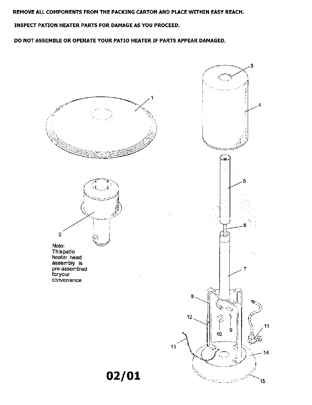Patio heater Diagram and Parts List for 141229951  Kenmore Grill