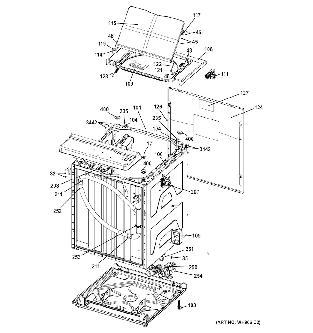 Cabinet 6 Diagram and Parts List for 2661532210  Kenmore Washer Dryer Combo
