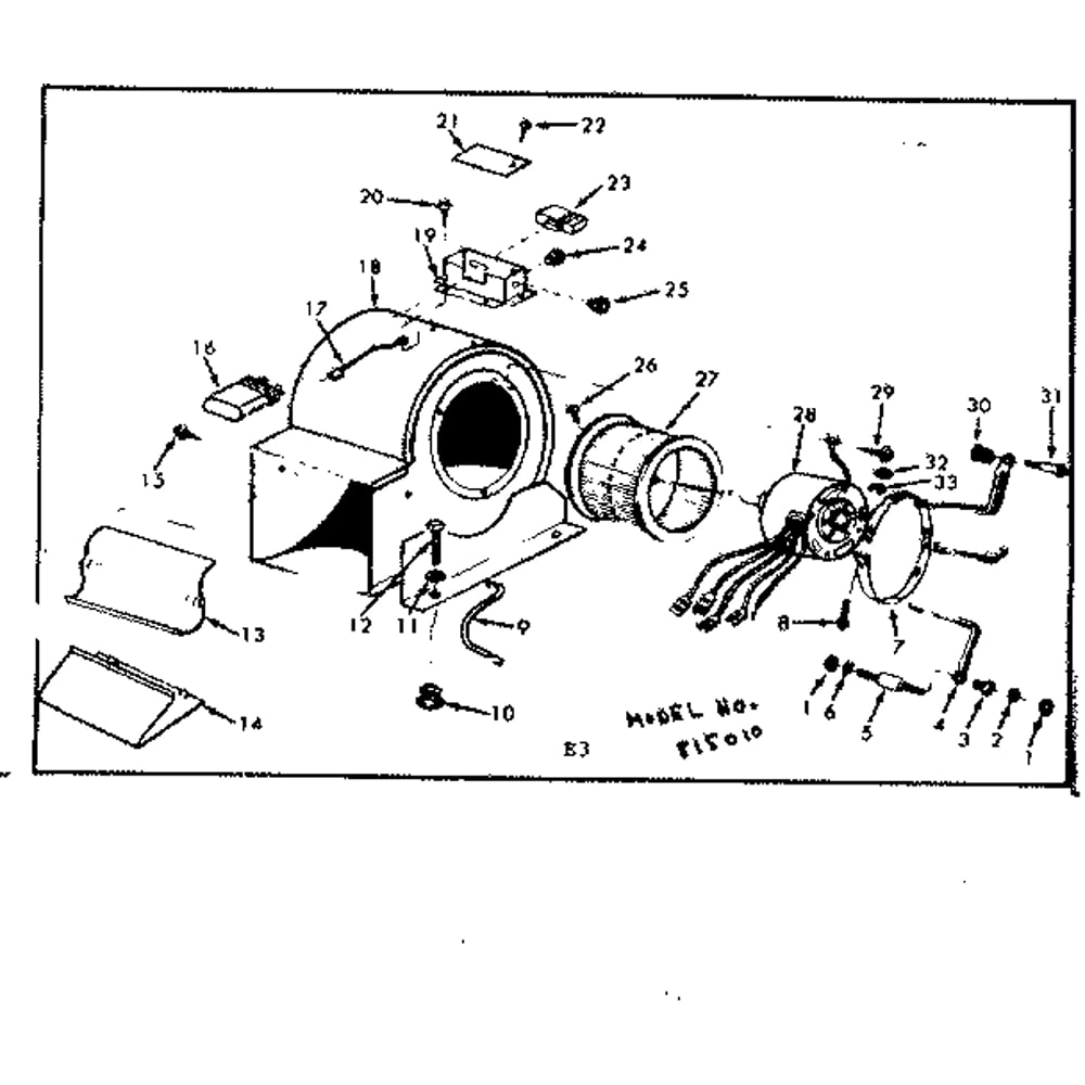 Blower Assembly Diagram and Parts List for 867815010  Kenmore Air Conditioner