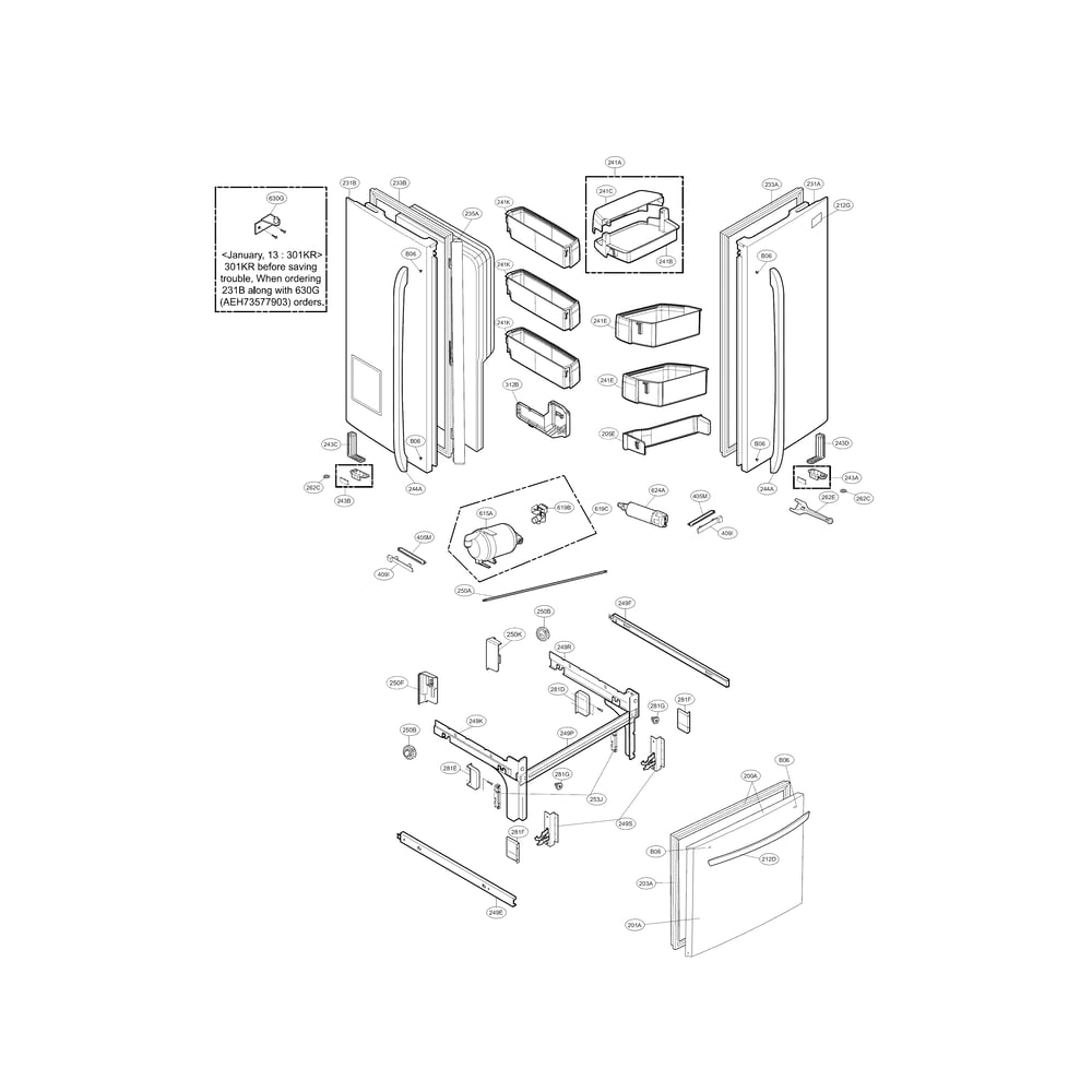 Door Parts Diagram and Parts List for 79572189315  Kenmore Refrigerator
