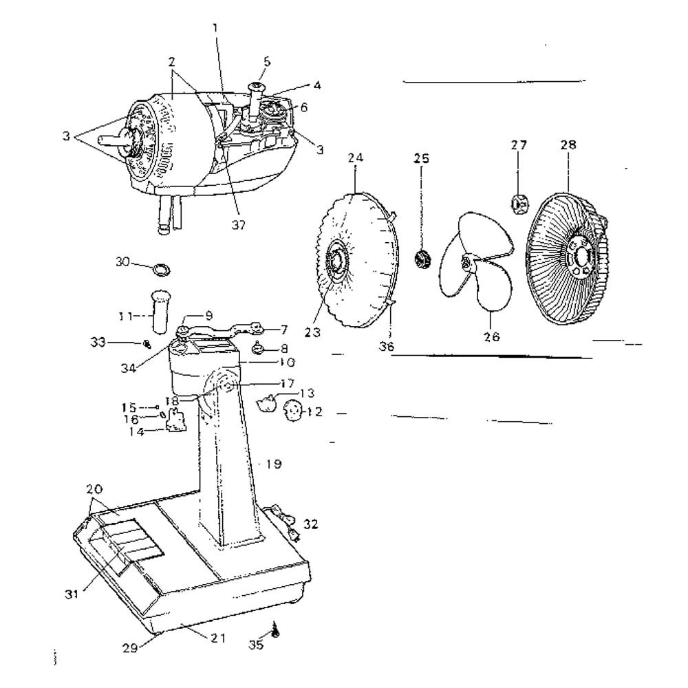 Functional Replacement Parts Diagram and Parts List for 45380180  Kenmore Fan