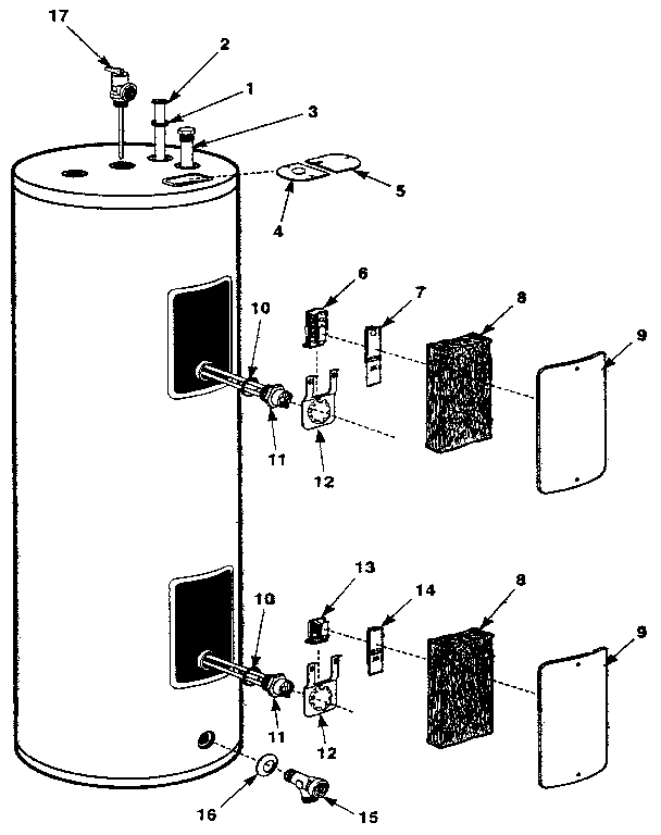 Replacement parts Diagram and Parts List for 220312500  Kenmore Water Heater