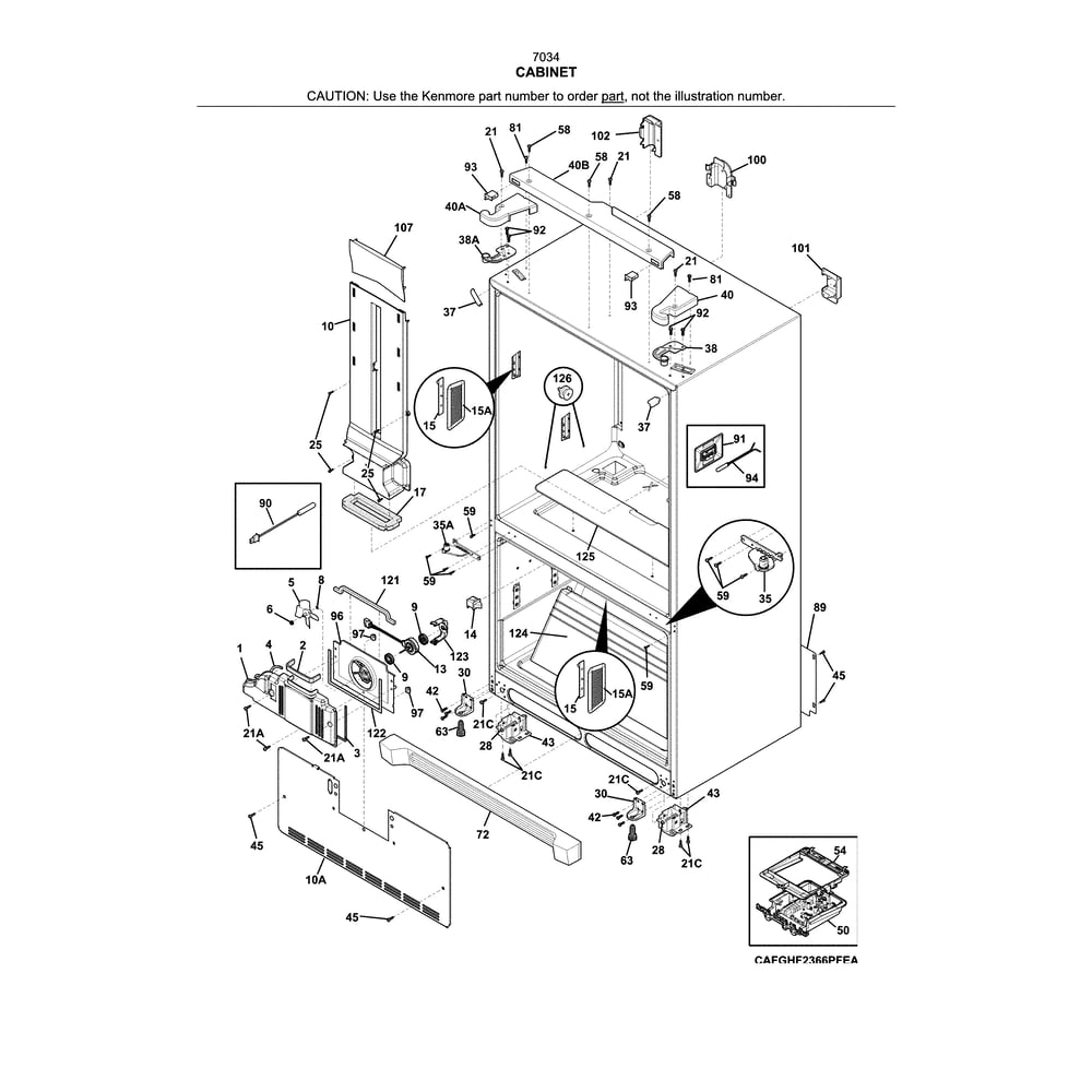 Cabinet Diagram and Parts List for 2537034341E  Kenmore Refrigerator