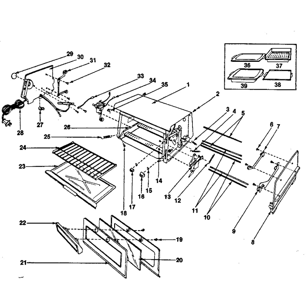 Replacement Parts Diagram and Parts List for 360634502  Kenmore Toaster Oven