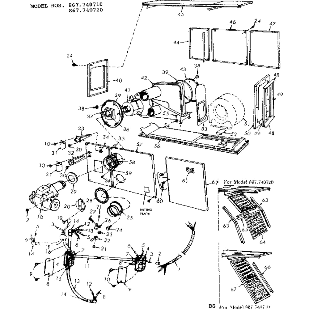 Functional Replacement Parts Diagram and Parts List for 867740720  Kenmore Heater