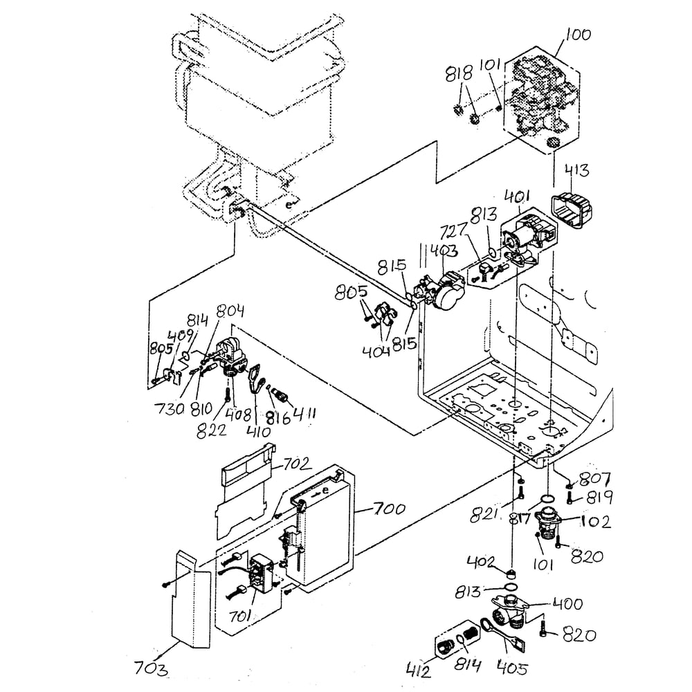Internals 1 Diagram and Parts List for 154330030  Kenmore Water Heater