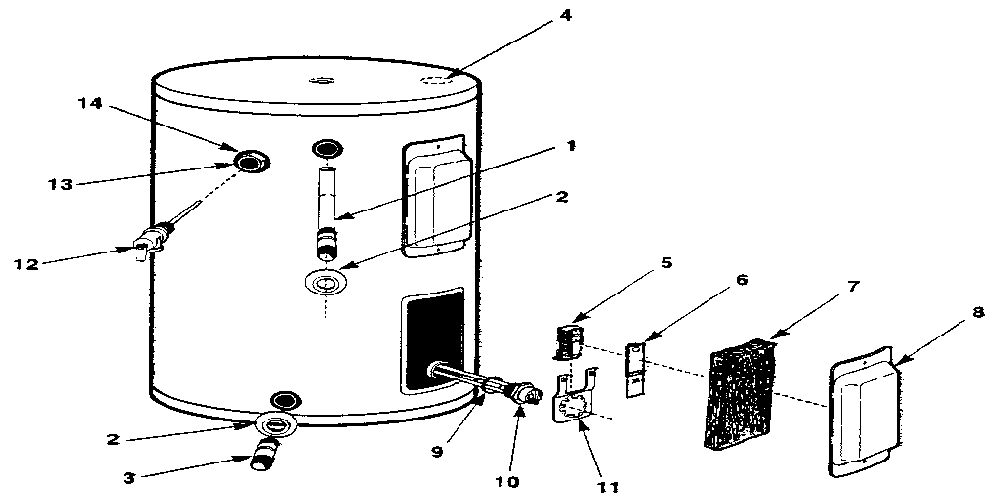 Replacement parts Diagram and Parts List for 220310800  Kenmore Water Heater