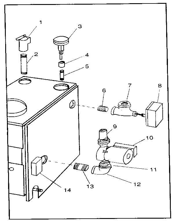 Boiler controls and piping Diagram and Parts List for 229960160  Kenmore Water Heater