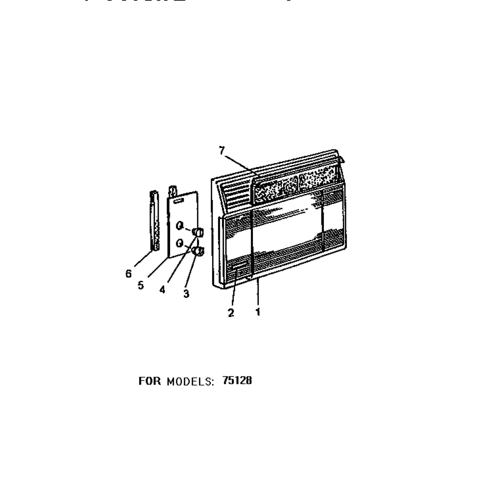 Decorative Front Assembly Diagram and Parts List for 75128  Kenmore Air Conditioner