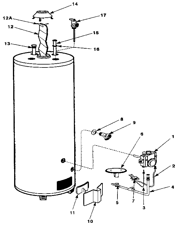 Replacement parts Diagram and Parts List for 220331700  Kenmore Water Heater