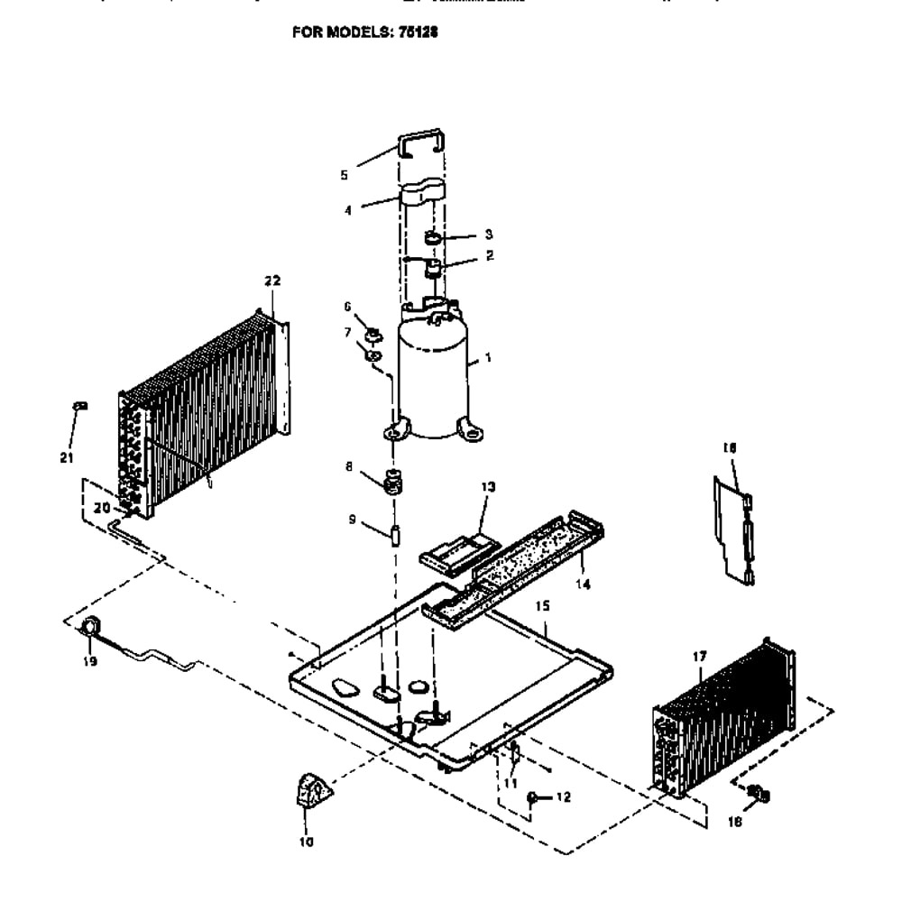 Refrigerant Assembly Diagram and Parts List for 75128  Kenmore Air Conditioner