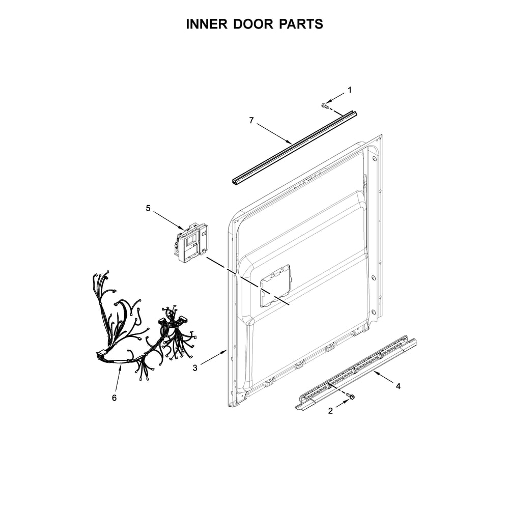 Inner Door Parts Diagram and Parts List for 2214799N512  Kenmore Dishwasher