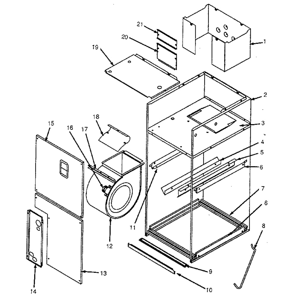 Cabinet Diagram and Parts List for 867810551  Kenmore Air Conditioner