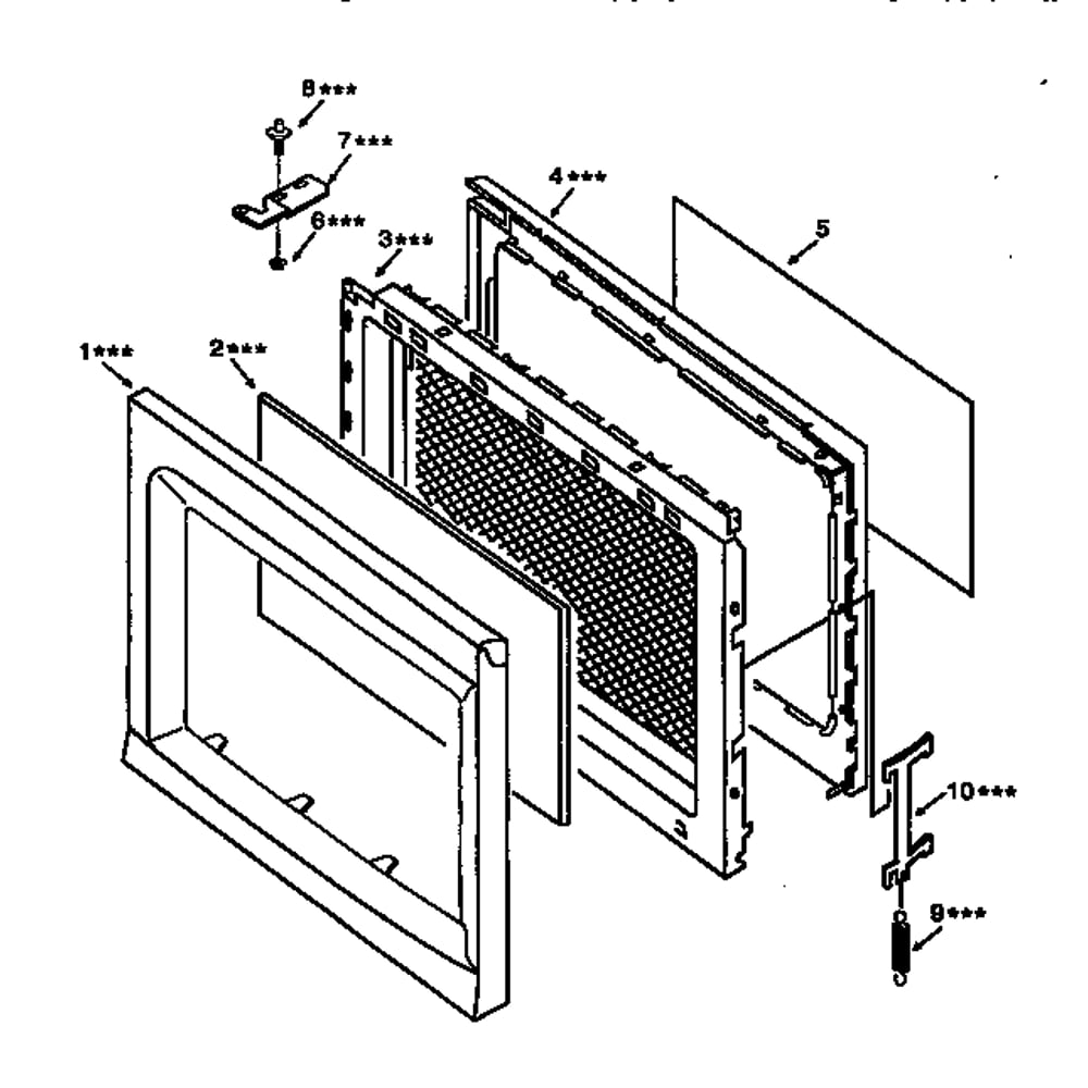 Door Parts Diagram and Parts List for 56568480791  Kenmore Microwave