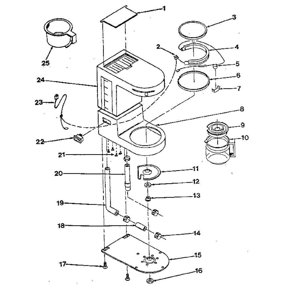 Replacement Parts Diagram and Parts List for 671150  Kenmore Coffee Maker