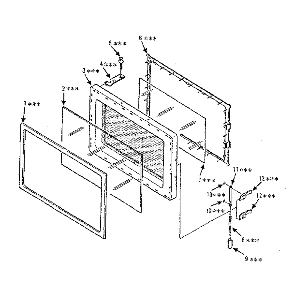 Door Parts Diagram and Parts List for 5668832980  Kenmore Microwave