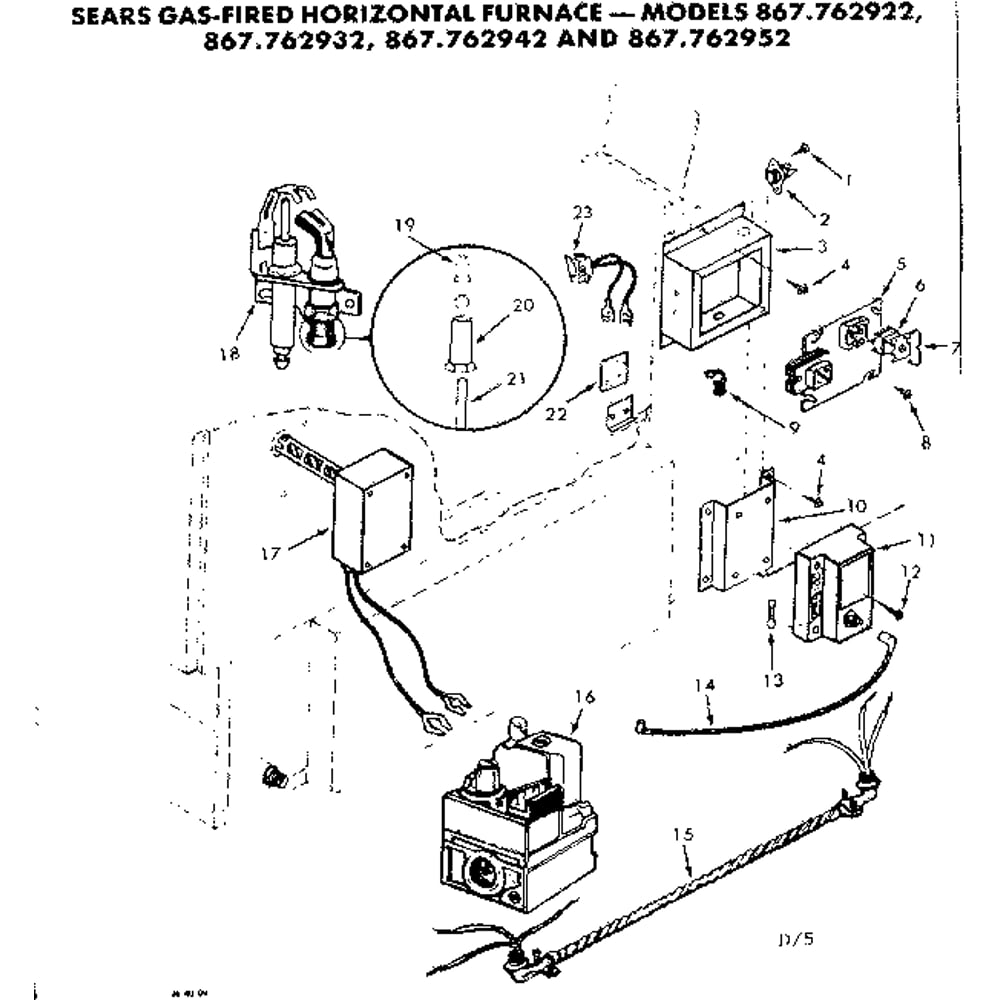 Control Box Diagram and Parts List for 867762952  Kenmore Furnace