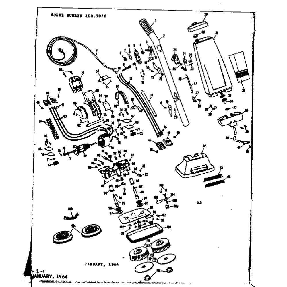 Unit Parts Diagram and Parts List for 1005070  Kenmore Polisher Buffer