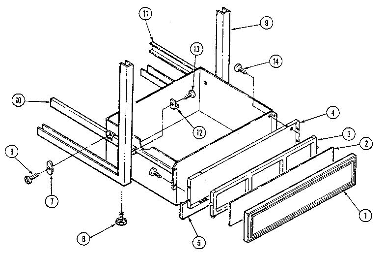 Drawer assembly Diagram and Parts List for 20214 1988 Kenmore Range