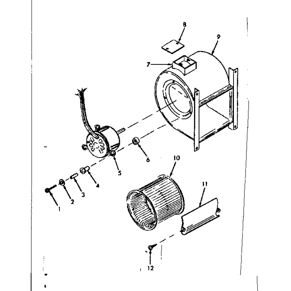 H - Q Blower Assembly 1 Diagram and Parts List for 8676613  Kenmore Furnace