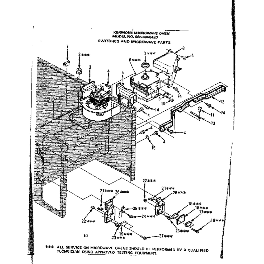 Switches And Microwave Parts Diagram and Parts List for 5668868420  Kenmore Microwave