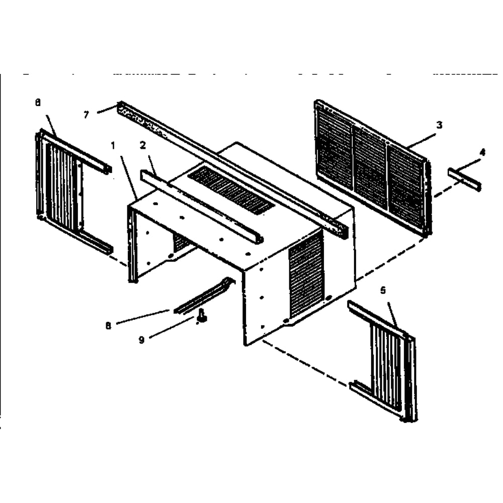 Exterior Diagram and Parts List for 75108  Kenmore Air Conditioner