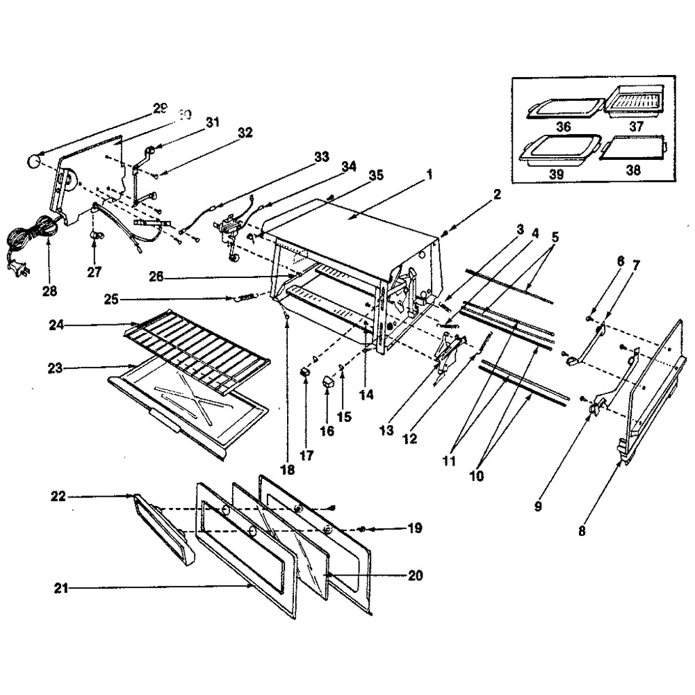 Replacement Parts Diagram and Parts List for 360634404  Kenmore Toaster Oven