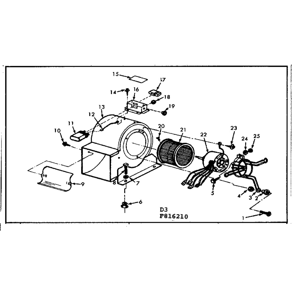 Blower Assembly Diagram and Parts List for 867816210  Kenmore Air Conditioner