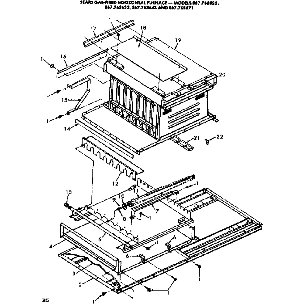 Heat Exchanger Diagram and Parts List for 867763633  Kenmore Furnace
