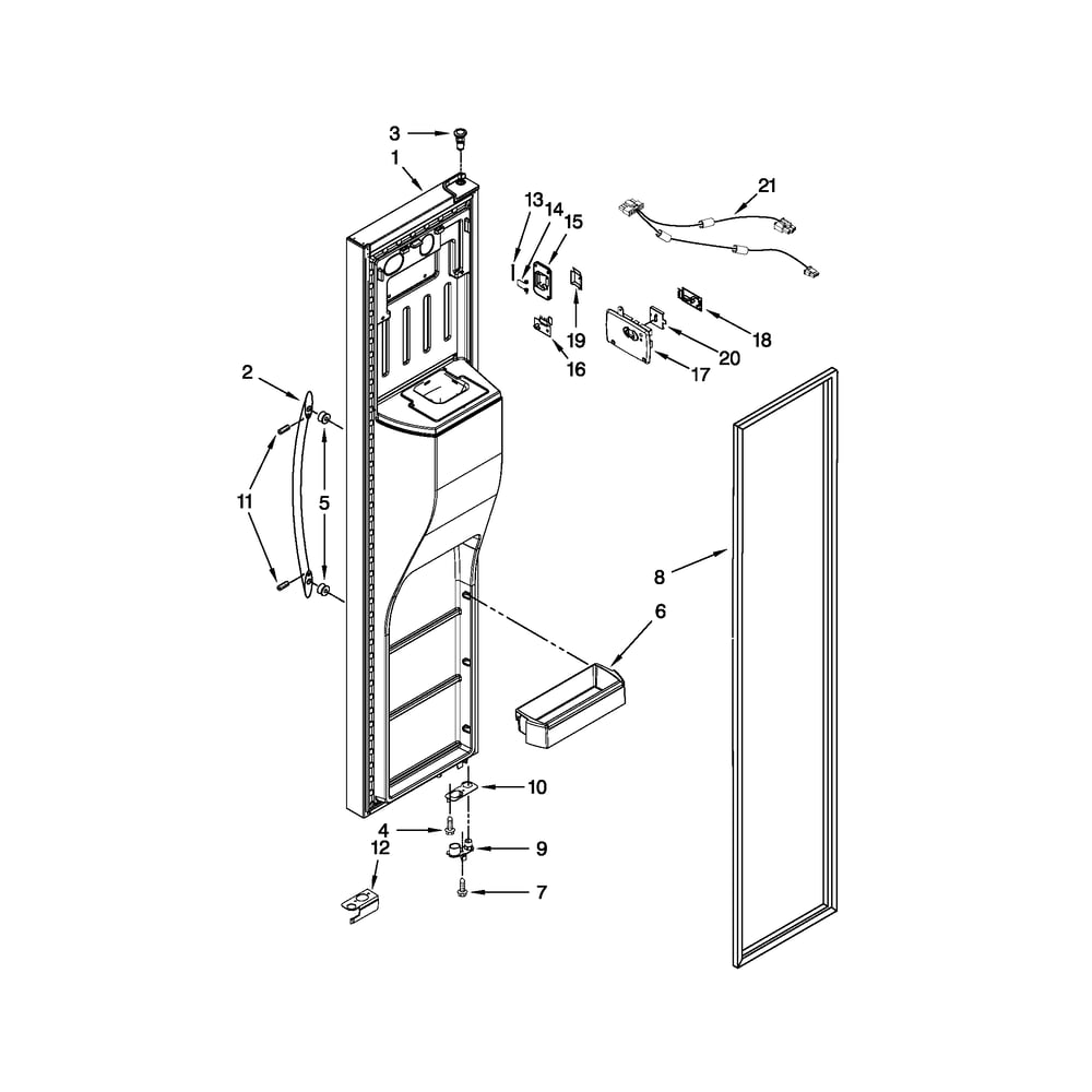 Freezer Door Parts Diagram and Parts List for 10651159112  Kenmore Refrigerator