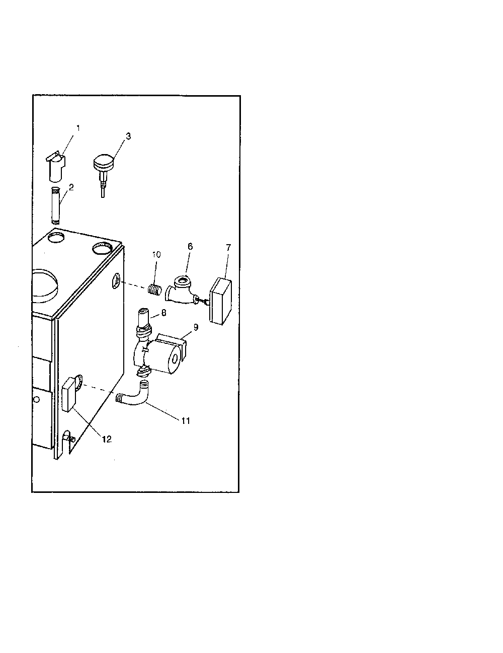 Boiler controls/piping Diagram and Parts List for 229960121  Kenmore Water Heater